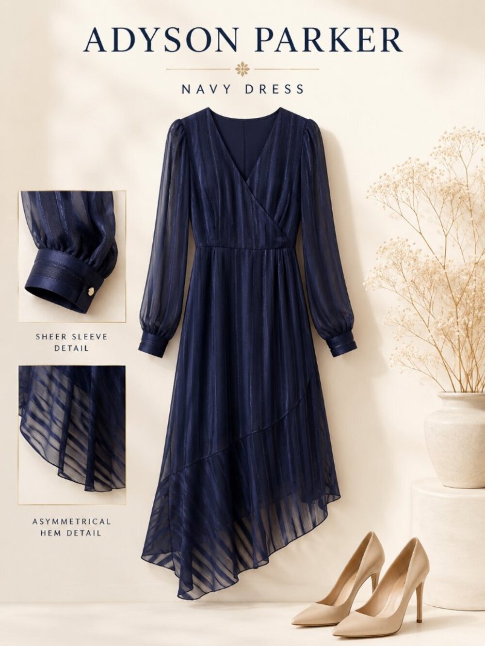 Adyson Parker Navy Printed Midi Dress Size XS NWT